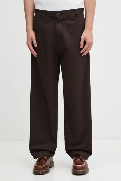 Carhartt WIP spodnie bawełniane Brady Pant męskie kolor brązowy proste I035655.4706