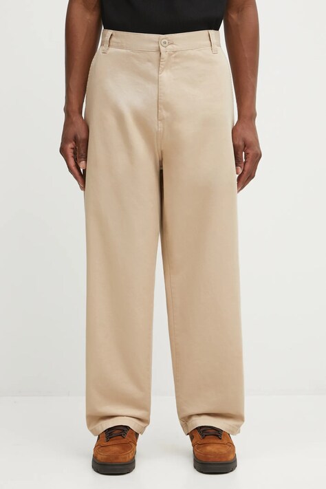 Carhartt WIP spodnie bawełniane Brady Pant męskie kolor beżowy proste I035655.G106