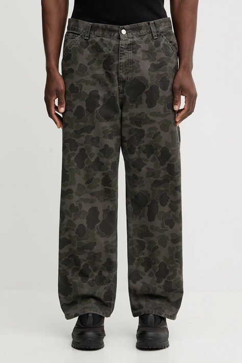 Carhartt WIP pantaloni de bumbac Duck Single Knee Pant culoarea verde, drept, I033896.3ELGD