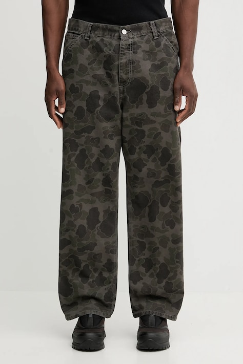 Carhartt WIP pantaloni de bumbac Duck Single Knee Pant culoarea verde, drept, I033896.3ELGD