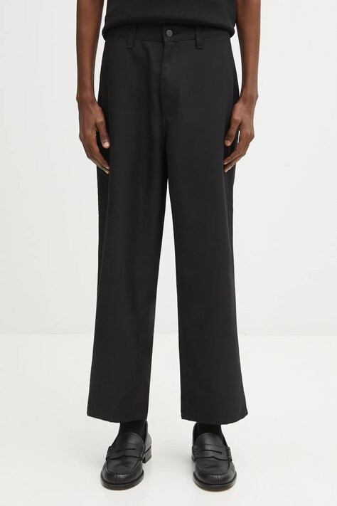 Carhartt WIP spodnie z dodatkiem wełny Ray Single Knee Pant męskie kolor czarny proste I035635.8901