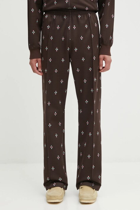 Needles spodnie Track Pant męskie kolor brązowy proste RW313