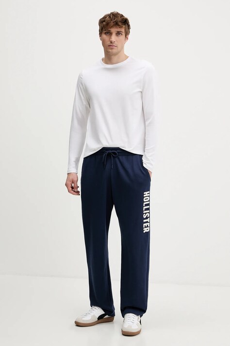 Hollister Co. spodnie dresowe bawełniane męskie kolor granatowy z aplikacją KI334-5170-200
