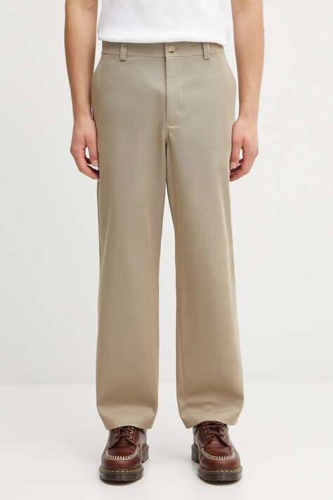 Maison Kitsuné spodnie bawełniane Relaxed męskie kolor beżowy proste PM01119WW9028