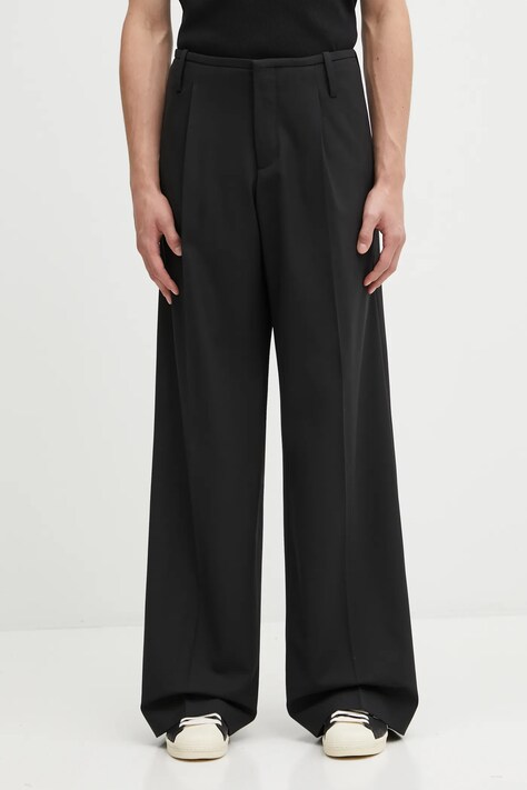 032C spodnie z dodatkiem wełny Wide Leg Suit męskie kolor czarny proste F25.MRW.0903.000