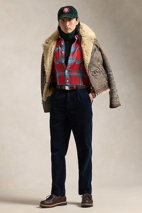 Polo Ralph Lauren spodnie bawełniane 42.2 8W CORDUROY.EASY męskie kolor niebieski proste 710944489002