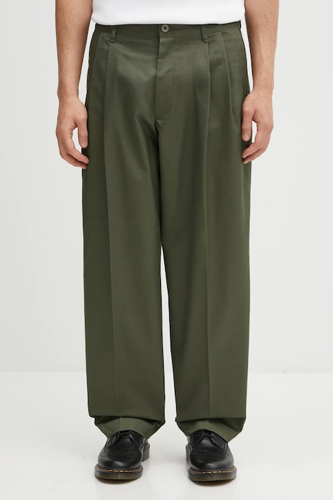 NEIGHBORHOOD pantaloni TWO TUCK culoarea verde, drept, 252ZANH.PTM06