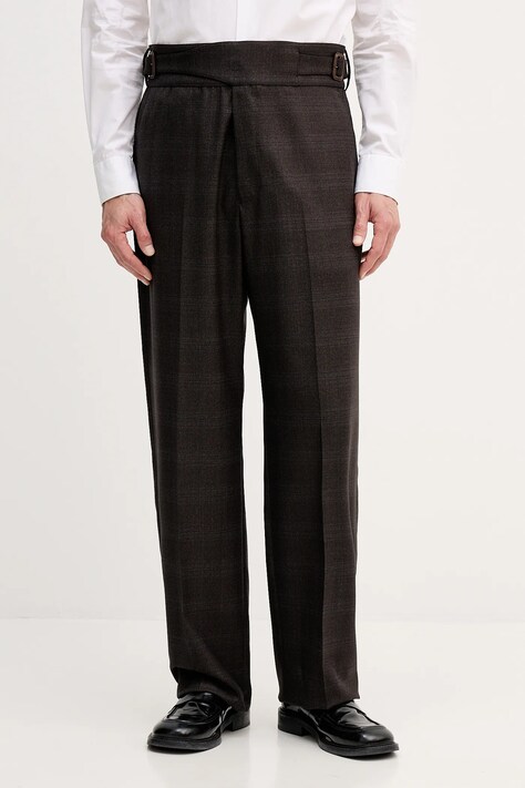 Emporio Armani spodnie wełniane męskie kolor szary w fasonie chinos EM004009.TE182704