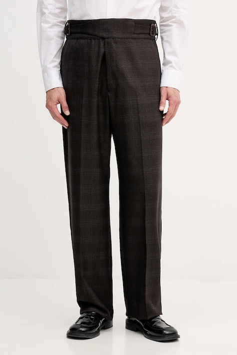 Emporio Armani spodnie wełniane męskie kolor szary w fasonie chinos EM004009.TE182704