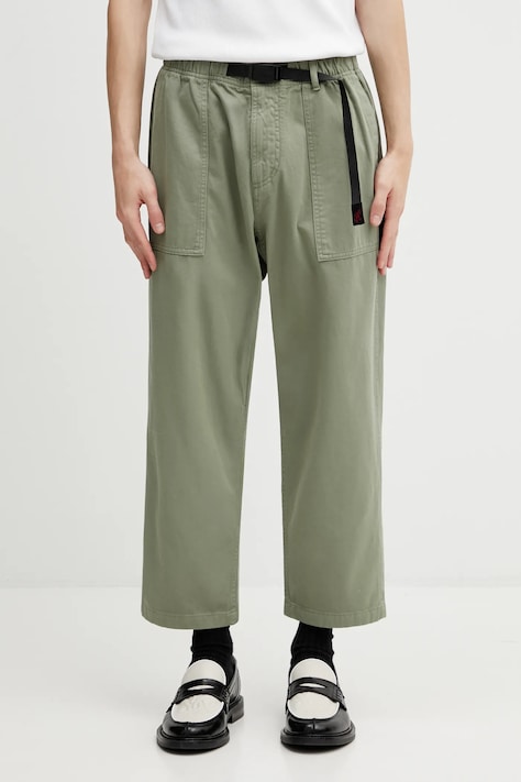 Bavlnené nohavice Gramicci LOOSE TAPERED PANT zelená farba, rovný strih, G103-OGT