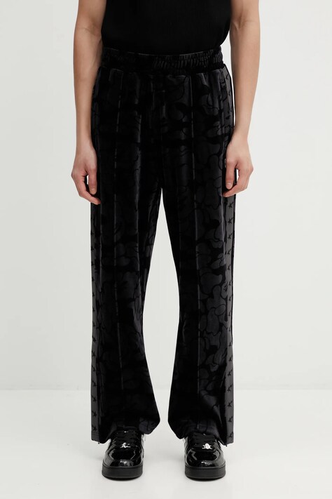 A Bathing Ape spodnie dresowe welurowe Solid Camo Metal One Point męskie kolor czarny wzorzyste 001PTL801316M