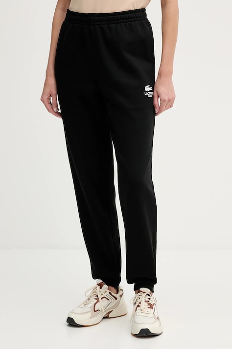 Lacoste pantaloni de trening din bumbac culoarea negru, uni, XH2724