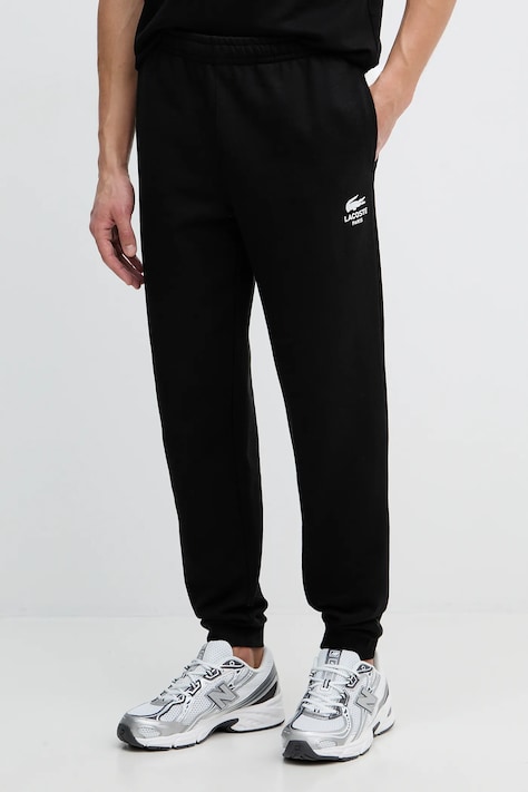 Lacoste pantaloni de trening din bumbac culoarea negru, uni, XH2724