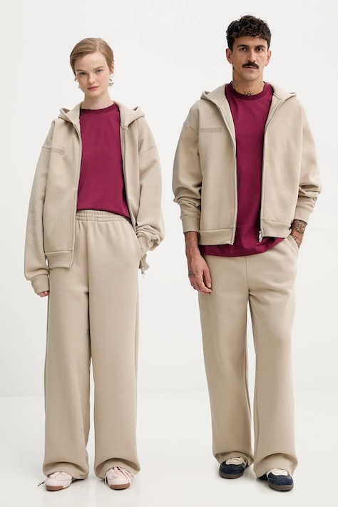 Pangaia spodnie dresowe bawełniane kolor beżowy gładkie 10002676