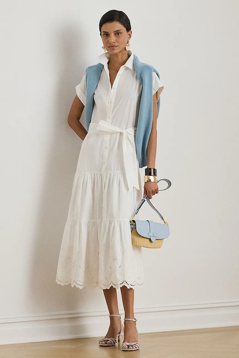 Lauren Ralph Lauren sukienka koszulowa bawełniana biała 200970821