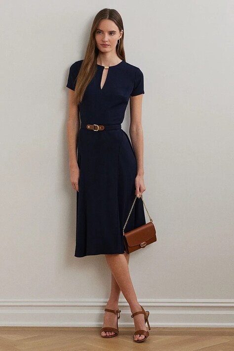Lauren Ralph Lauren rochie culoarea bleumarin, mini, evazati, 200973369