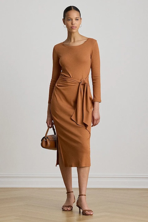 Lauren Ralph Lauren sukienka bodycon z bawełną pomarańczowa 200973598