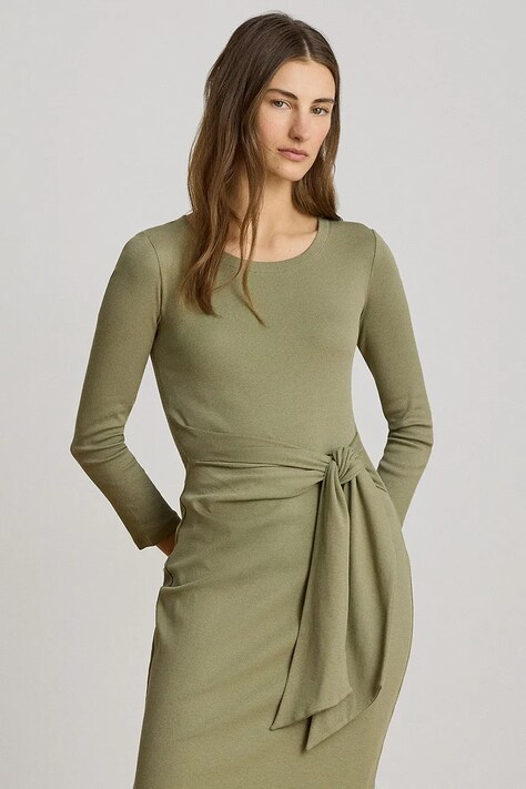 Lauren Ralph Lauren сукня bodycon з бавовною — AW25-SUD00H, зелений — фото 3