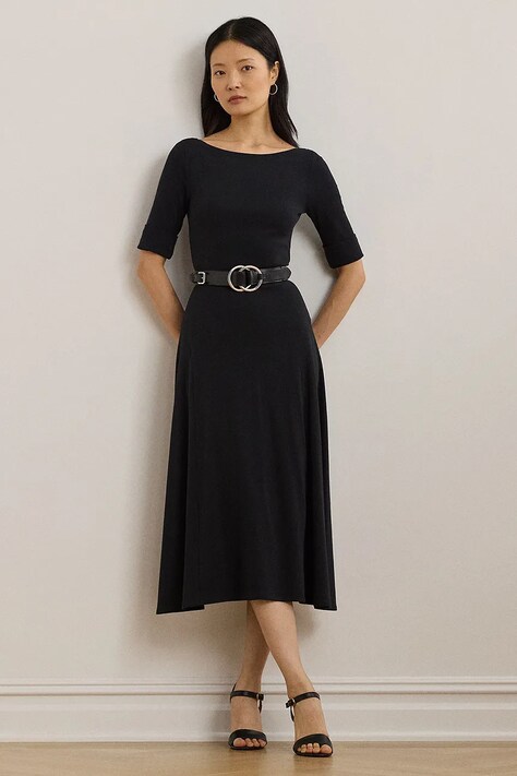 Lauren Ralph Lauren rochie culoarea negru, mini, evazati, 200973599