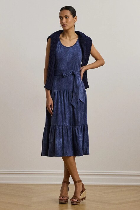 Šaty Lauren Ralph Lauren modrá barva, midi, 200973602