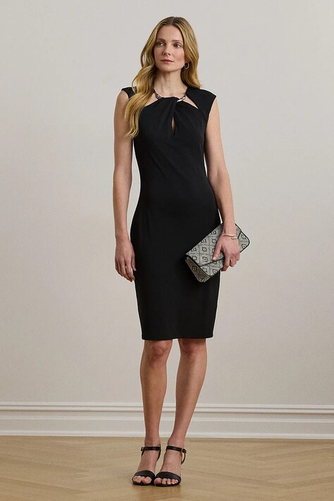 Lauren Ralph Lauren sukienka kolor czarny midi dopasowana 253971056