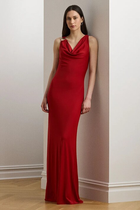 Lauren Ralph Lauren sukienka kolor czerwony maxi dopasowana 253971057