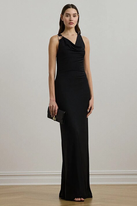 Lauren Ralph Lauren sukienka kolor czarny maxi dopasowana 253971057