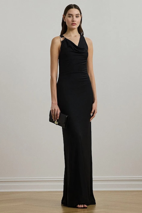 Lauren Ralph Lauren sukienka kolor czarny maxi dopasowana 253971057