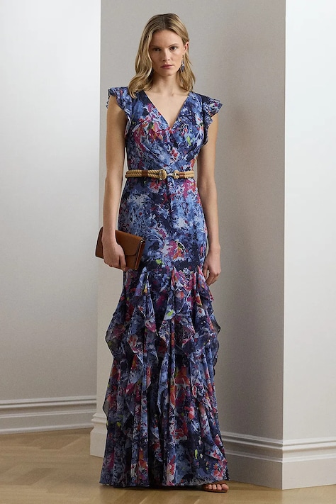 Lauren Ralph Lauren rochie culoarea bleumarin, maxi, evazati, 253976966