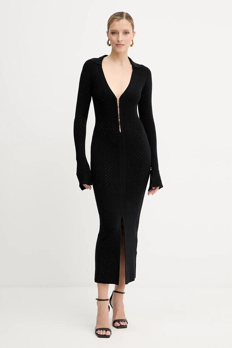 Patrizia Pepe sukienka kolor czarny midi dopasowana 8A1510 K270