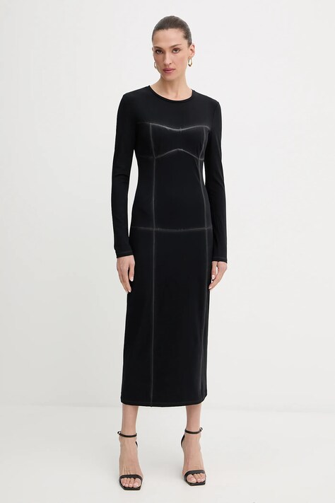 Patrizia Pepe sukienka kolor czarny maxi dopasowana 8A1523 J129