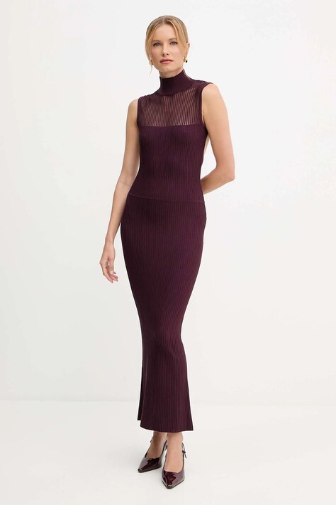 Patrizia Pepe sukienka kolor bordowy maxi dopasowana 8A1555 K143