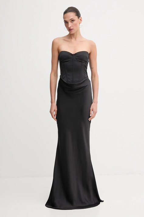 Rotate rochie culoarea negru, maxi, mulată, 114330100