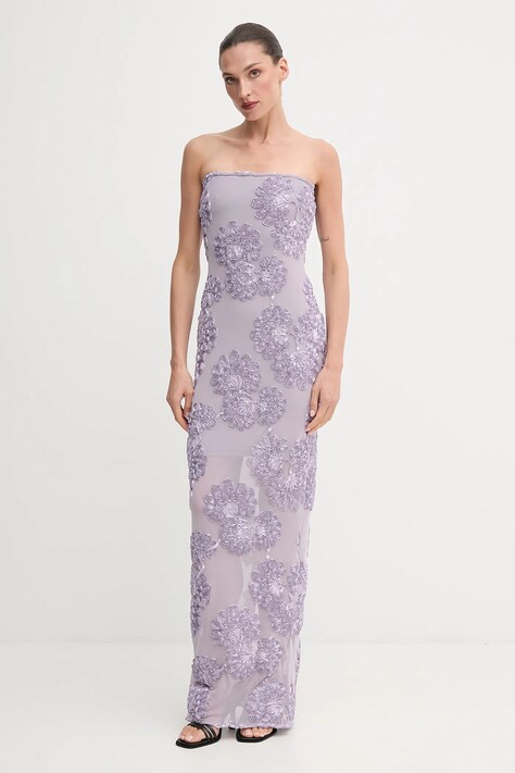 Rotate rochie culoarea violet, maxi, mulată, 1142161429