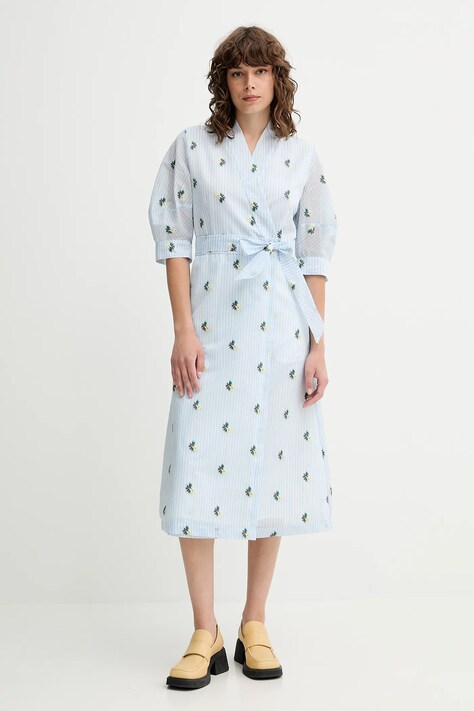 Šaty MUNTHE PUM modrá barva, midi, 252132525224