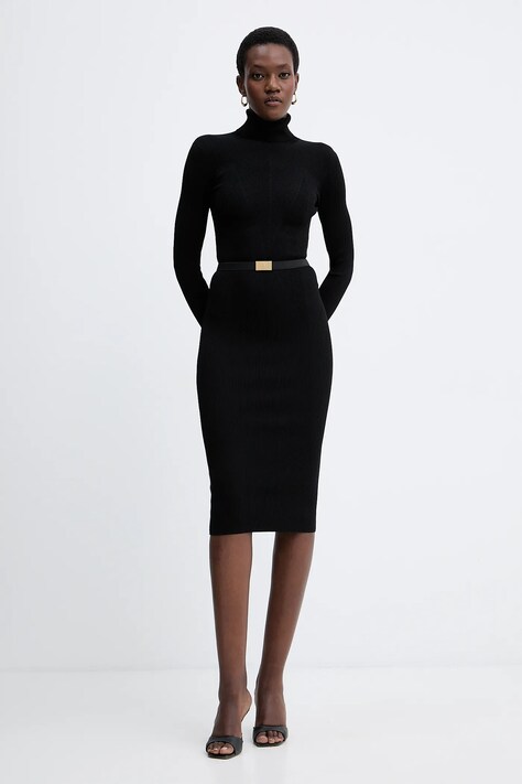 Elisabetta Franchi rochie culoarea negru, mini, mulată, AM07B56E2