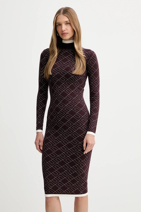 Elisabetta Franchi sukienka kolor bordowy midi dopasowana AM18T56E2