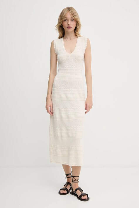 Morgan rochie culoarea bej, maxi, mulata, RMALISA