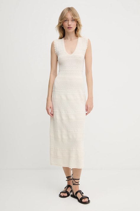 Morgan rochie culoarea bej, maxi, mulata, RMALISA