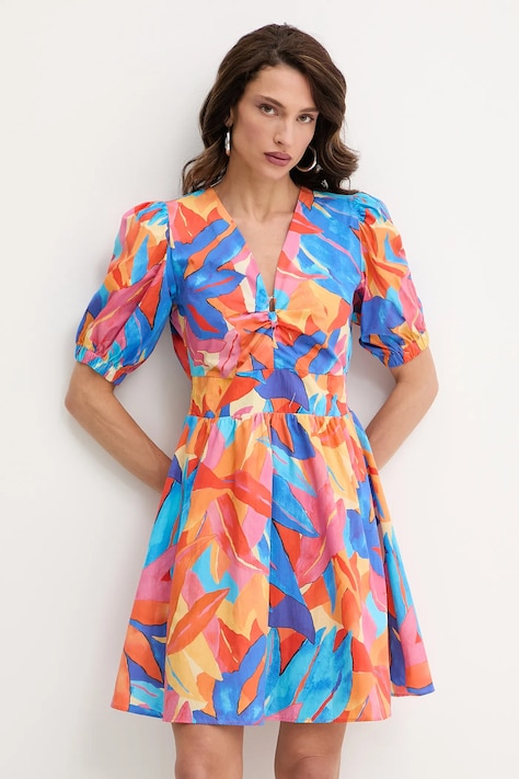 Morgan rochie din bumbac culoarea portocaliu, mini, evazați, RBANA.F