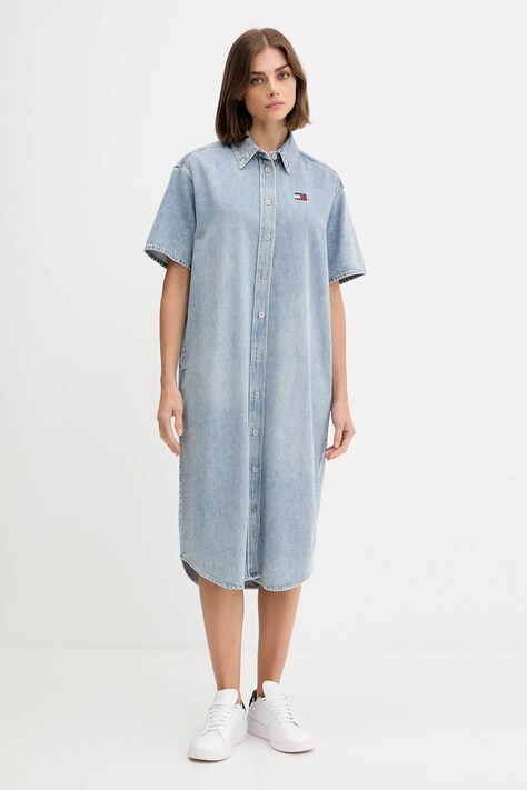 Tommy Jeans rochie jeans mini, evazați, DW0DW21205