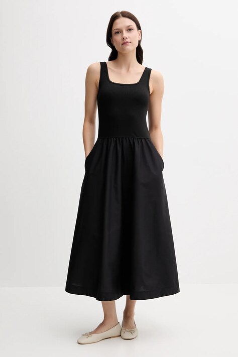 Tommy Hilfiger rochie culoarea negru, maxi, evazați, WW0WW44612