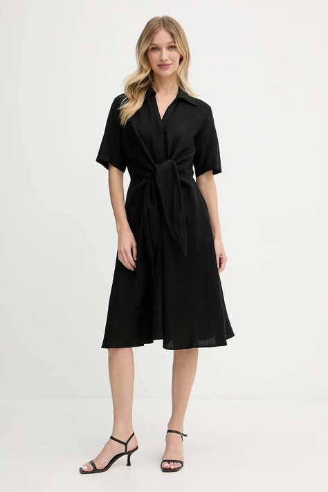Tommy Hilfiger rochie din in culoarea negru, mini, evazati, WW0WW45836