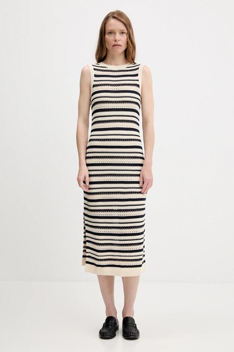 Tommy Hilfiger rochie culoarea bej, maxi, mulata, WW0WW45649