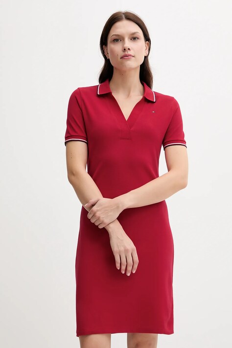 Tommy Hilfiger rochie culoarea rosu, mini, mulată, WW0WW45740