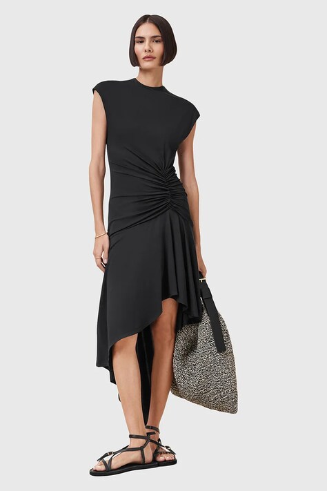 Šaty AllSaints ANNALIE černá barva, midi, W159DC