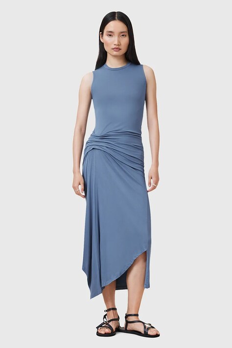 AllSaints sukienka RIVI kolor niebieski midi dopasowana W166DC
