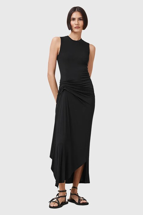 AllSaints sukienka RIVI kolor czarny midi dopasowana W166DC