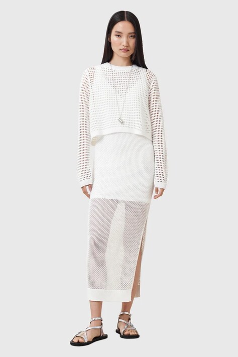 AllSaints rochie si pulover MIRO culoarea alb, maxi, dreaptă, W179DC