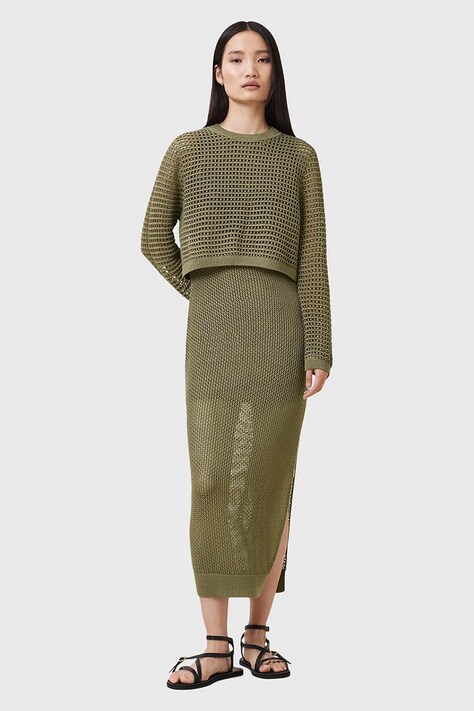AllSaints rochie si pulover MIRO culoarea verde, maxi, dreaptă, W179DC